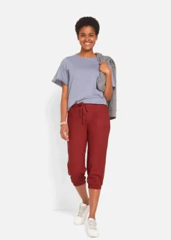 3/4 Hose aus Baumwoll-Leinen-Mix