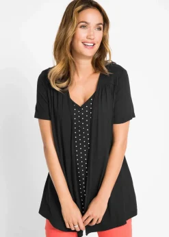 2 in 1 Shirt mit V-Ausschnitt, kurzarm