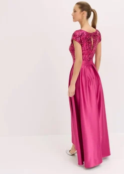 Abendkleid aus glänzendem Satin mit Pailletten