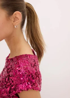 Abendkleid aus glänzendem Satin mit Pailletten