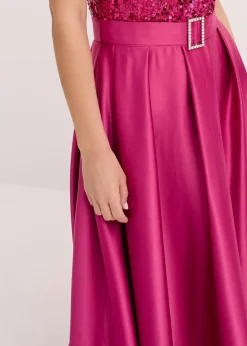 Abendkleid aus glänzendem Satin mit Pailletten