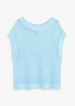 Ajour Pullover aus glänzendem Bändchengarn