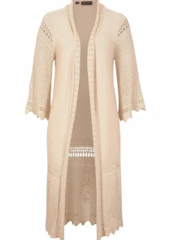 Ajour-Longstrickjacke