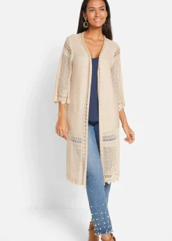 Ajour-Longstrickjacke