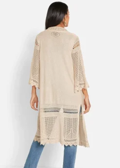 Ajour-Longstrickjacke