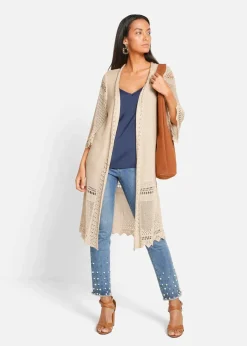 Ajour-Longstrickjacke