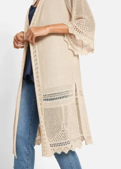 Ajour-Longstrickjacke