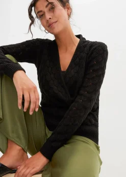 Ajour-Pullover in Wickeloptik