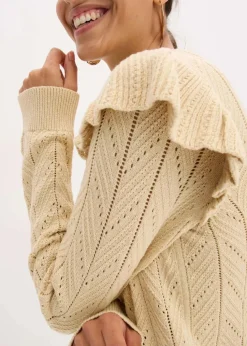 Ajour-Strickjacke aus Baumwolle