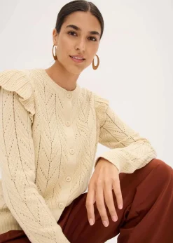 Ajour-Strickjacke aus Baumwolle