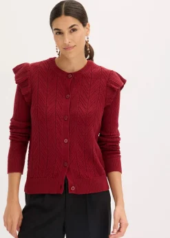 Ajour-Strickjacke aus Baumwolle