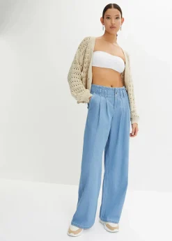 Ajour-Strickjacke aus reiner Baumwolle