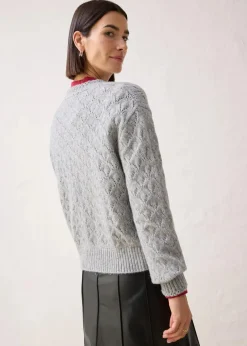 Ajour-Strickjacke mit Wolle