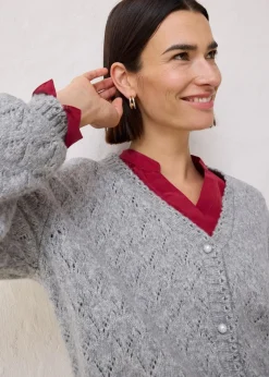 Ajour-Strickjacke mit Wolle