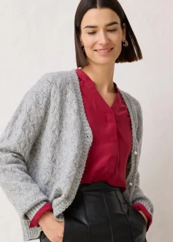 Ajour-Strickjacke mit Wolle