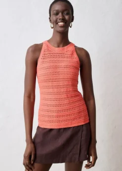 Ajour-Stricktop mit Leinenanteil