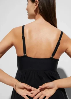 Badekleid mit transparentem Mesh