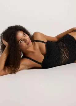 Bandeau-Badeanzug mit Spitze