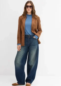 Barrel-Jeans Mid Waist mit Gürtel