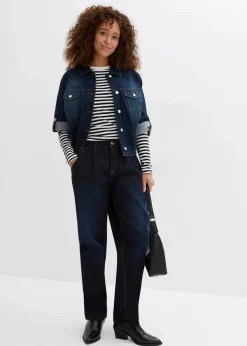 Barrel-Jeans, Mid Waist, Stretch