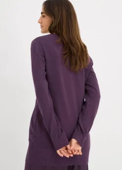 Basic Longpullover mit V-Ausschnitt