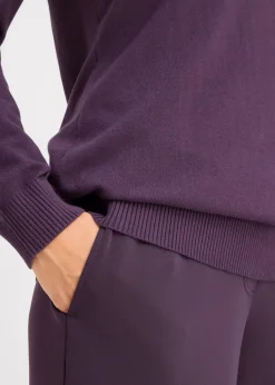 Basic Longpullover mit V-Ausschnitt