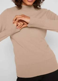 Basic Pullover mit Stehkragen mit recycelter Baumwolle