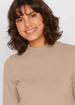 Basic Pullover mit Stehkragen mit recycelter Baumwolle