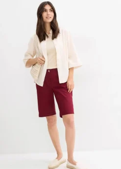 Baumwoll Papertouch-Bermuda mit Bequembund