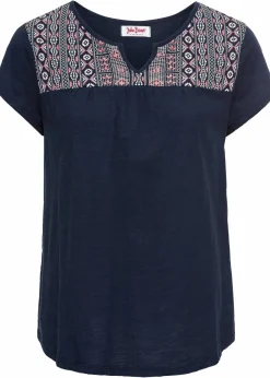 Baumwoll Shirt in A-Form, bedruckt, Kurzarm