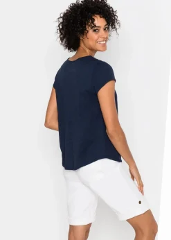 Baumwoll Shirt in A-Form, bedruckt, Kurzarm