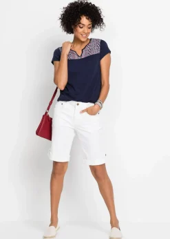 Baumwoll Shirt in A-Form, bedruckt, Kurzarm