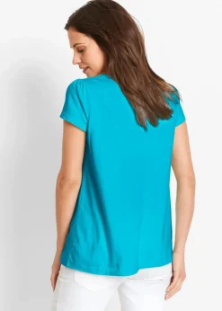 Baumwoll Shirt mit Spitze, Kurzarm