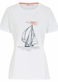 Baumwoll T-Shirt mit Seitenschlitz und Druck