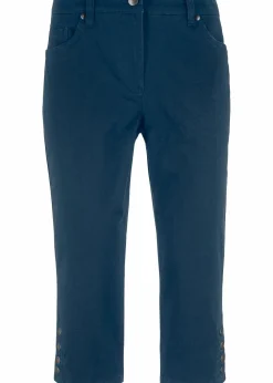 Baumwoll-Capri-Hose mit Bequembund und Knöpfen