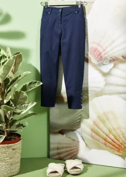 Baumwoll-Capri-Hose mit Bequembund und Knöpfen