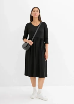 Baumwoll-Jerseykleid, Midilänge