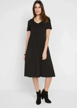 Baumwoll-Jerseykleid, Midilänge