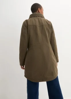 Baumwoll-Kurzparka mit Stehkragen, talliert