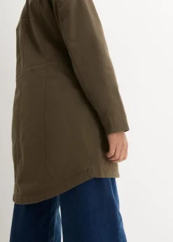 Baumwoll-Kurzparka mit Stehkragen, talliert