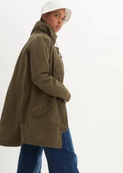 Baumwoll-Kurzparka mit Stehkragen, talliert