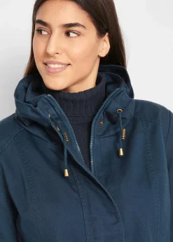 Baumwoll-Kurzparka mit Stehkragen, talliert