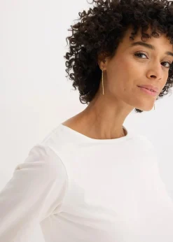 Baumwoll-Langarmshirt mit Ärmeln aus Popeline