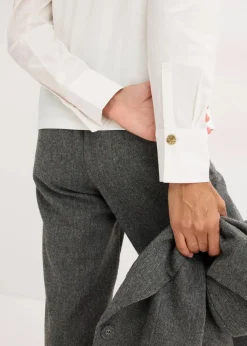 Baumwoll-Langarmshirt mit Ärmeln aus Popeline