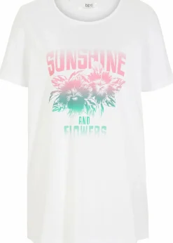 Baumwoll-Shirt mit Druck, Kurzarm