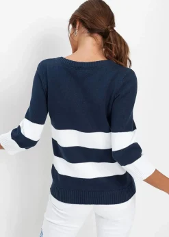 Baumwollstrickjacke mit Streifen