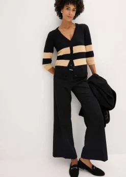 Baumwollstrickjacke mit Streifen