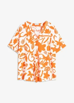 bedruckte Tunikabluse aus fließender Viskose