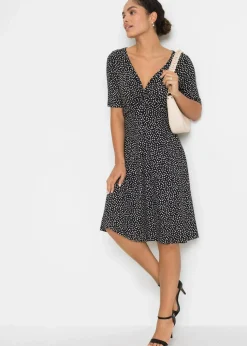 Bedrucktes Jersey-Kleid mit Drapierung