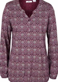 Bedrucktes Langarmshirt mit Henley-Kragen